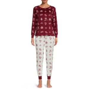 Wizarding World Harry Potter pajama set red white velour winter print